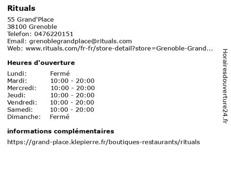 Horaires d'ouverture de Rituals à Villeneuve.